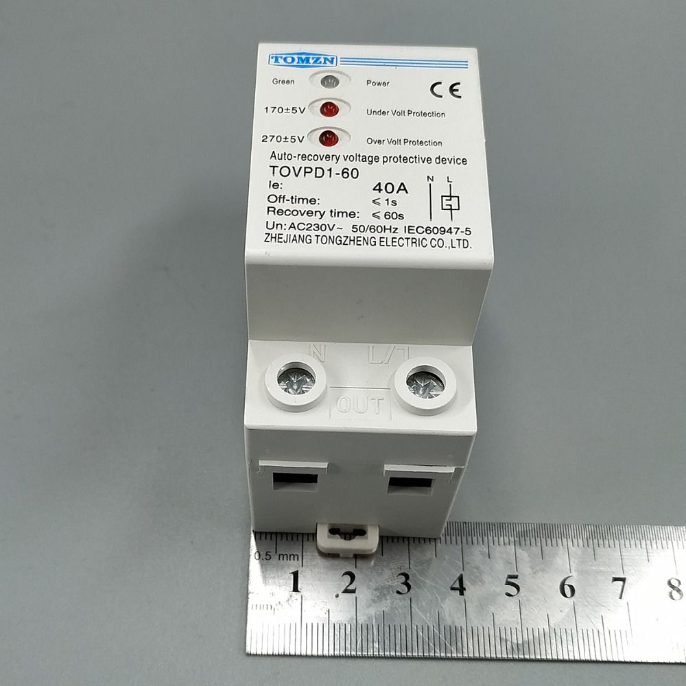 40A 230V Din Rail 3 LED Automatic Reconnect Over Voltage