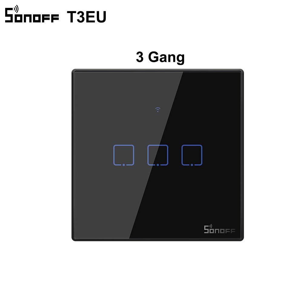 SONOFF T2 T3 Black EU Wifi Light Switch Smart Wall Touch