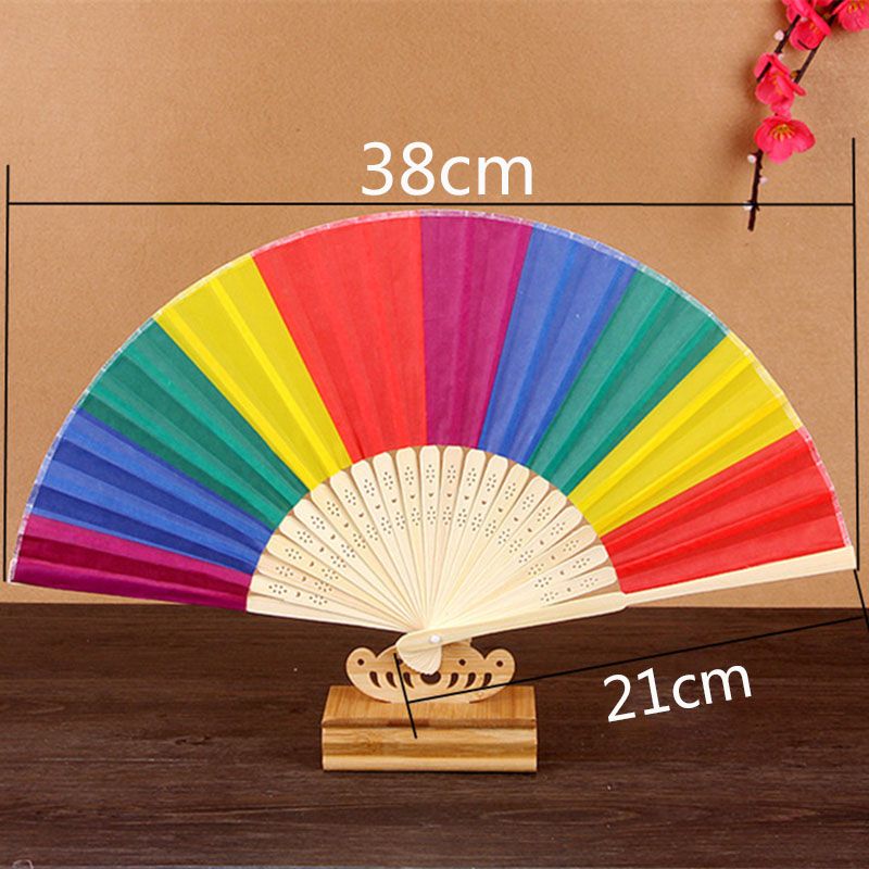 Fan Event Rainbow Hand Arrived 21cm Fan 20pcs Gifts Wedding Party New Lot/lot Party Hand