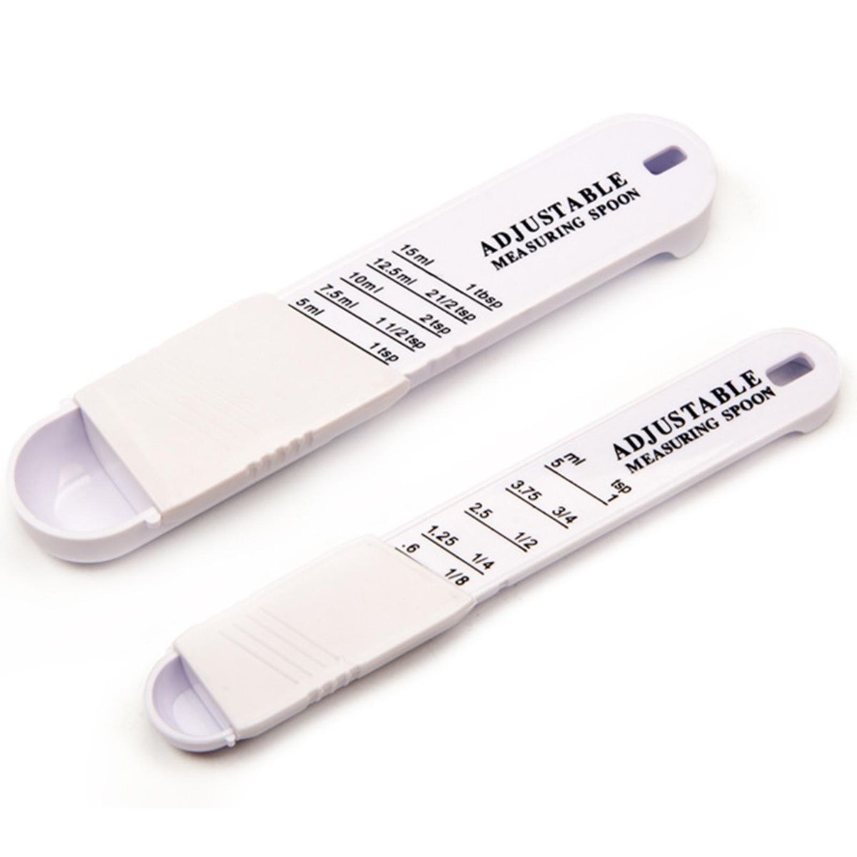 2Pcs Plastic Adjustable Kitchen Tool Seasoning Spoons-White
