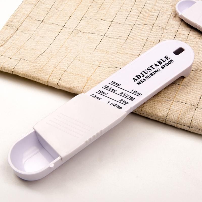 2Pcs Plastic Adjustable Kitchen Tool Seasoning Spoons-White