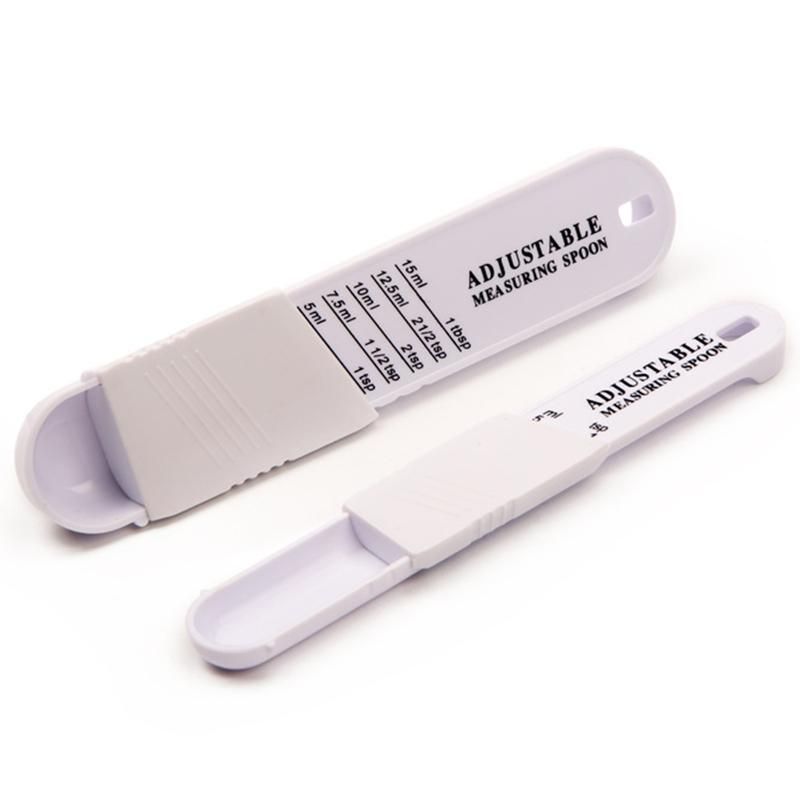 2Pcs Plastic Adjustable Kitchen Tool Seasoning Spoons-White