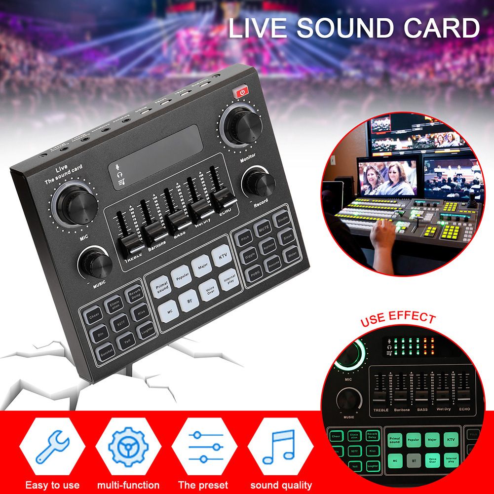 V9 Audio Studio Sound Card 3.5mm Microphone Headset Live Broadcast Studio Phone  Sound Adapter For Phone Computer
