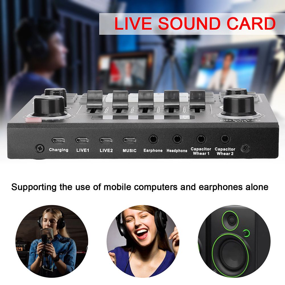 V9 Audio Studio Sound Card 3.5mm Microphone Headset Live Broadcast Studio Phone  Sound Adapter For Phone Computer