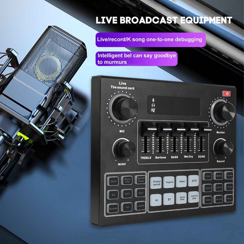 V9 Audio Studio Sound Card 3.5mm Microphone Headset Live Broadcast Studio Phone  Sound Adapter For Phone Computer
