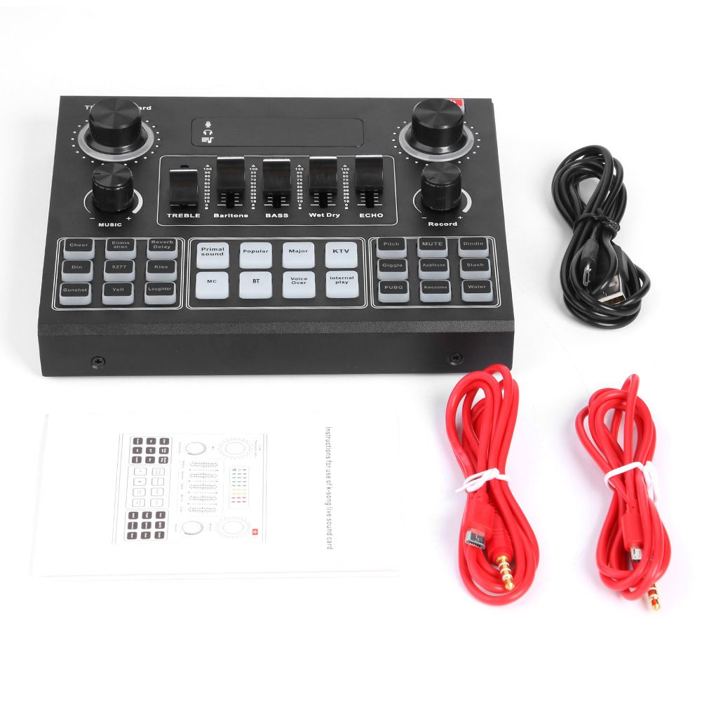 V9 Audio Studio Sound Card 3.5mm Microphone Headset Live Broadcast Studio Phone  Sound Adapter For Phone Computer