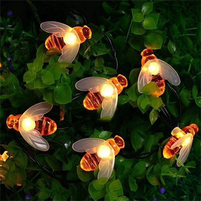 Solar Power Bee Shape String Light Wall Window Garden  Hristmas De Oration-warm White