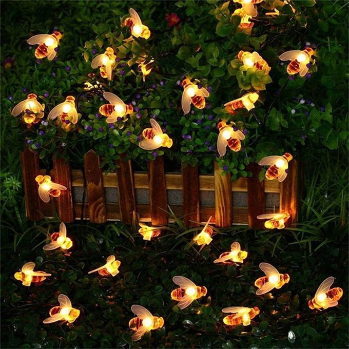 Solar Power Bee Shape String Light Wall Window Garden  Hristmas De Oration-warm White