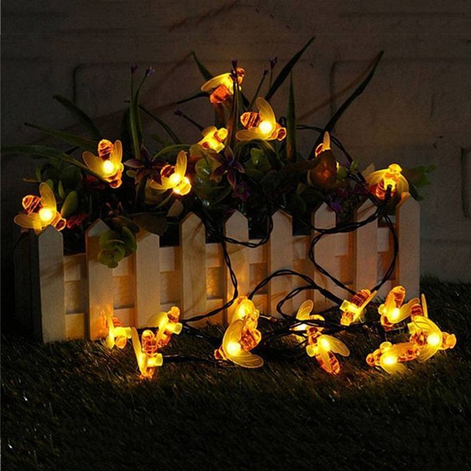 Solar Power Bee Shape String Light Wall Window Garden  Hristmas De Oration-warm White