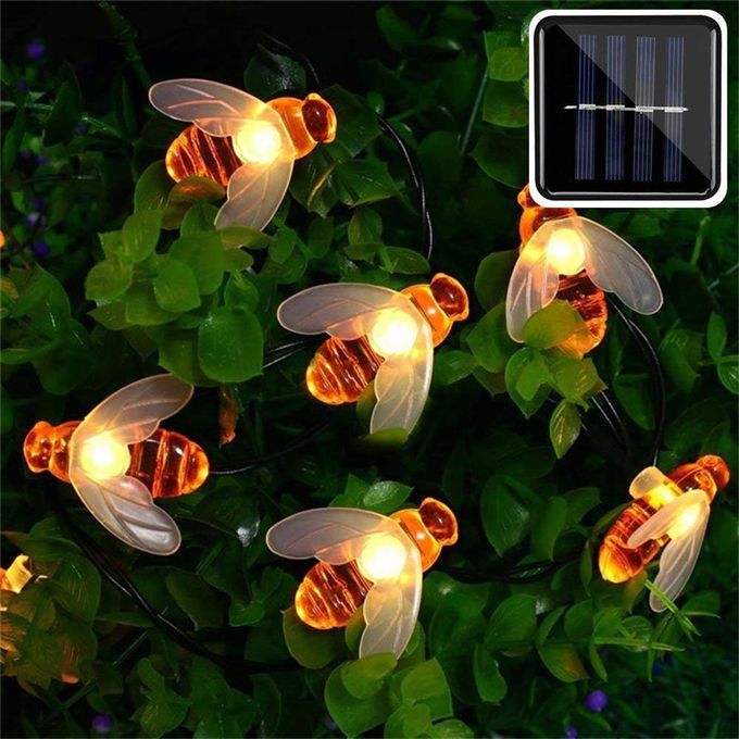 Solar Power Bee Shape String Light Wall Window Garden  Hristmas De Oration-warm White