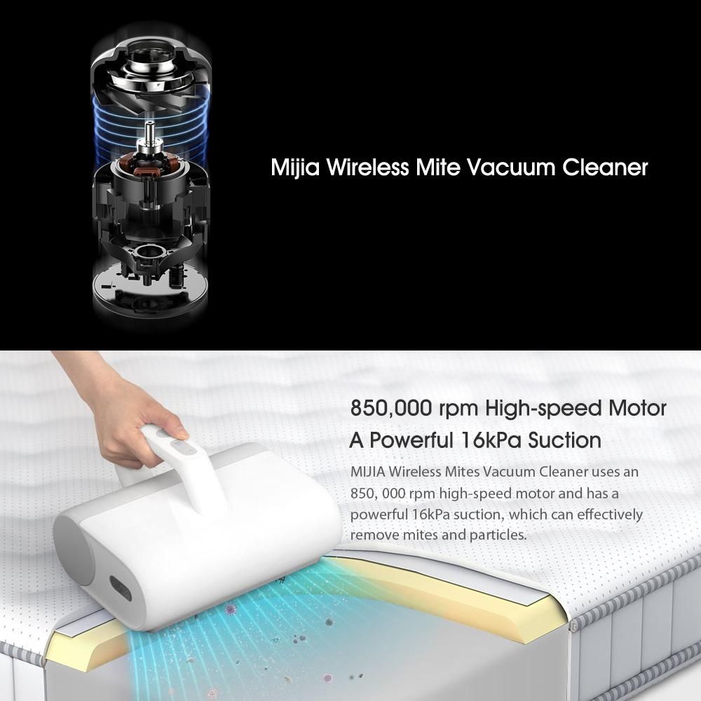 Xiaomi Mijia Wireless Mite Vacuum Cleaner Car Dust Mite Controller Sterilization 16000Pa Mite Remover 850,000 rpm Motor for Home Sofa Bed
