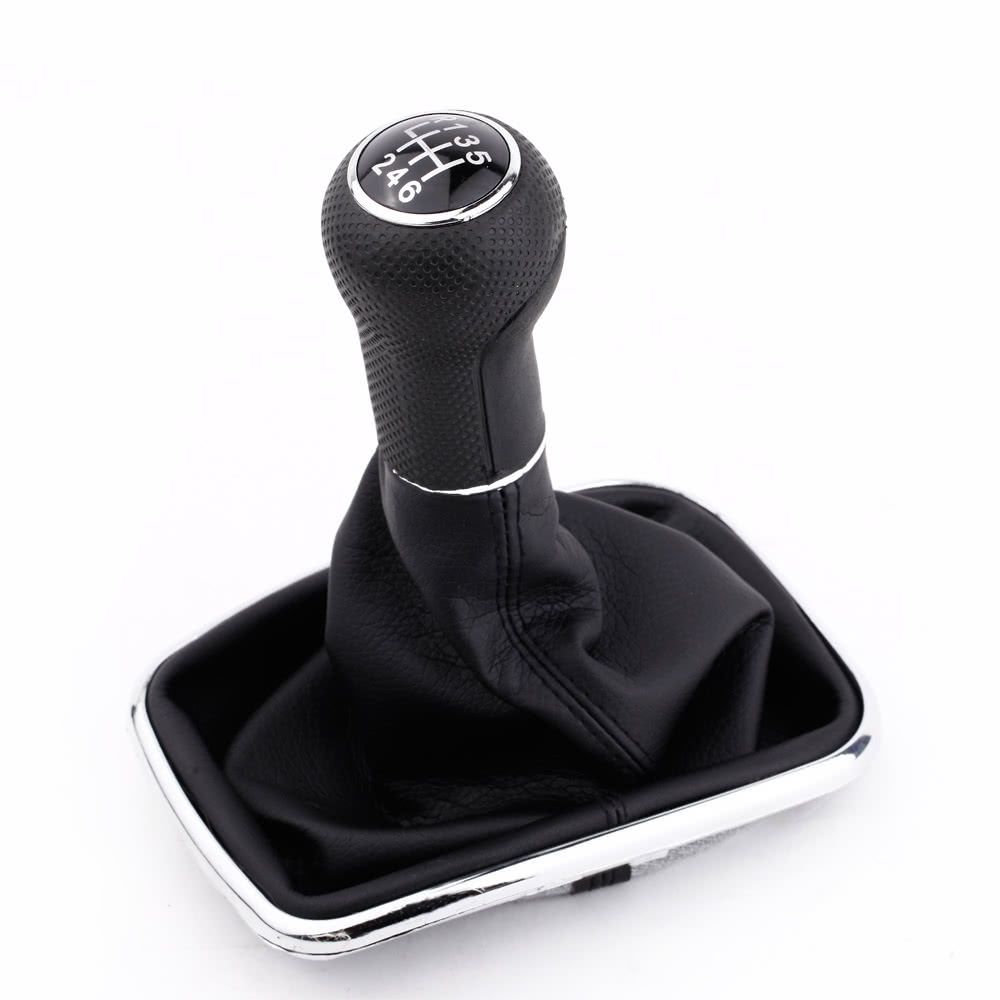 New 6 Speed Gear Shift Knob Gaitor Boot Black PU Leather For