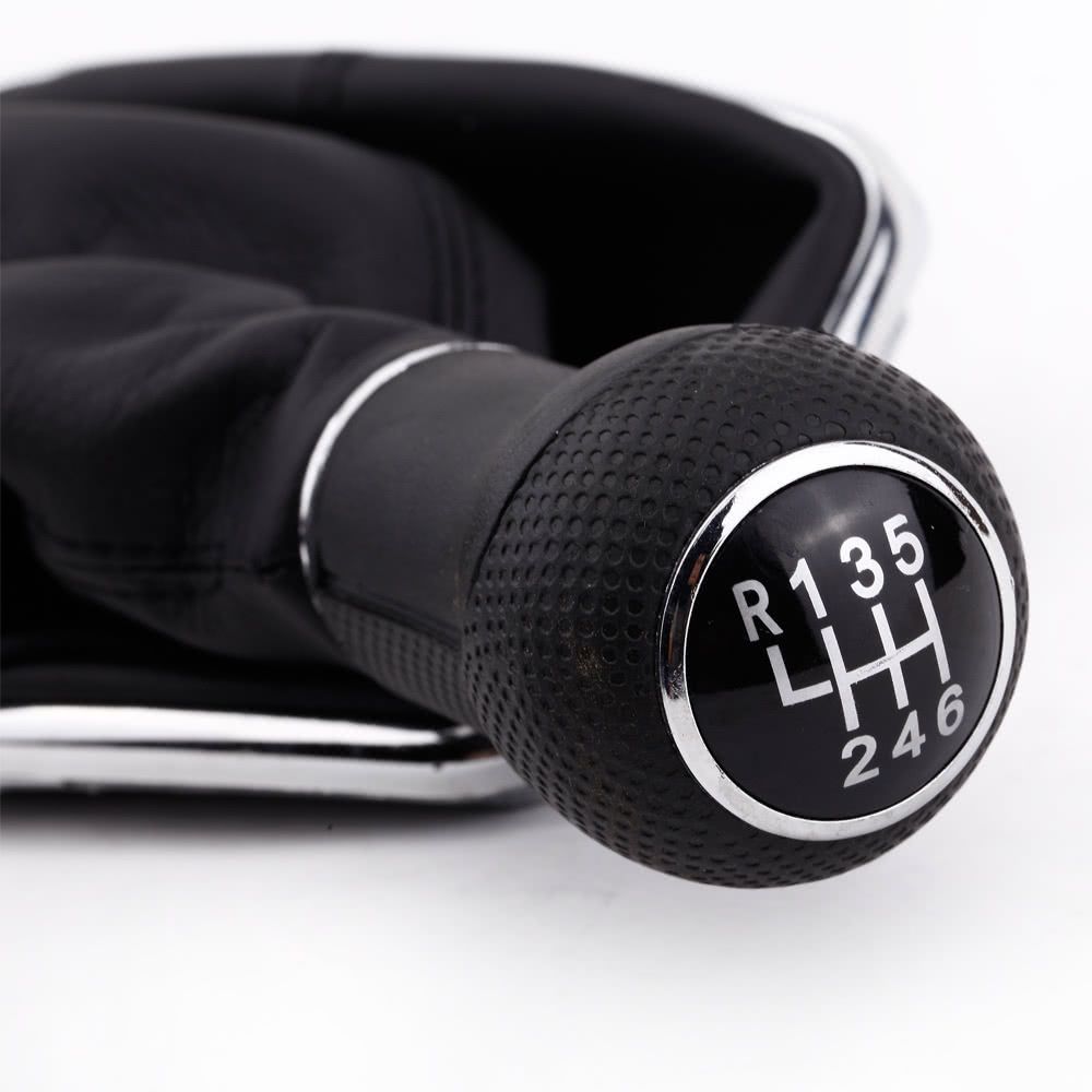 New 6 Speed Gear Shift Knob Gaitor Boot Black PU Leather For
