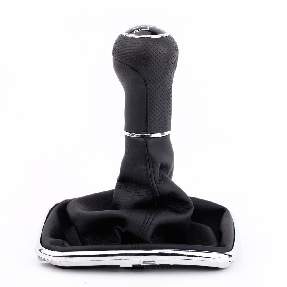 New 6 Speed Gear Shift Knob Gaitor Boot Black PU Leather For