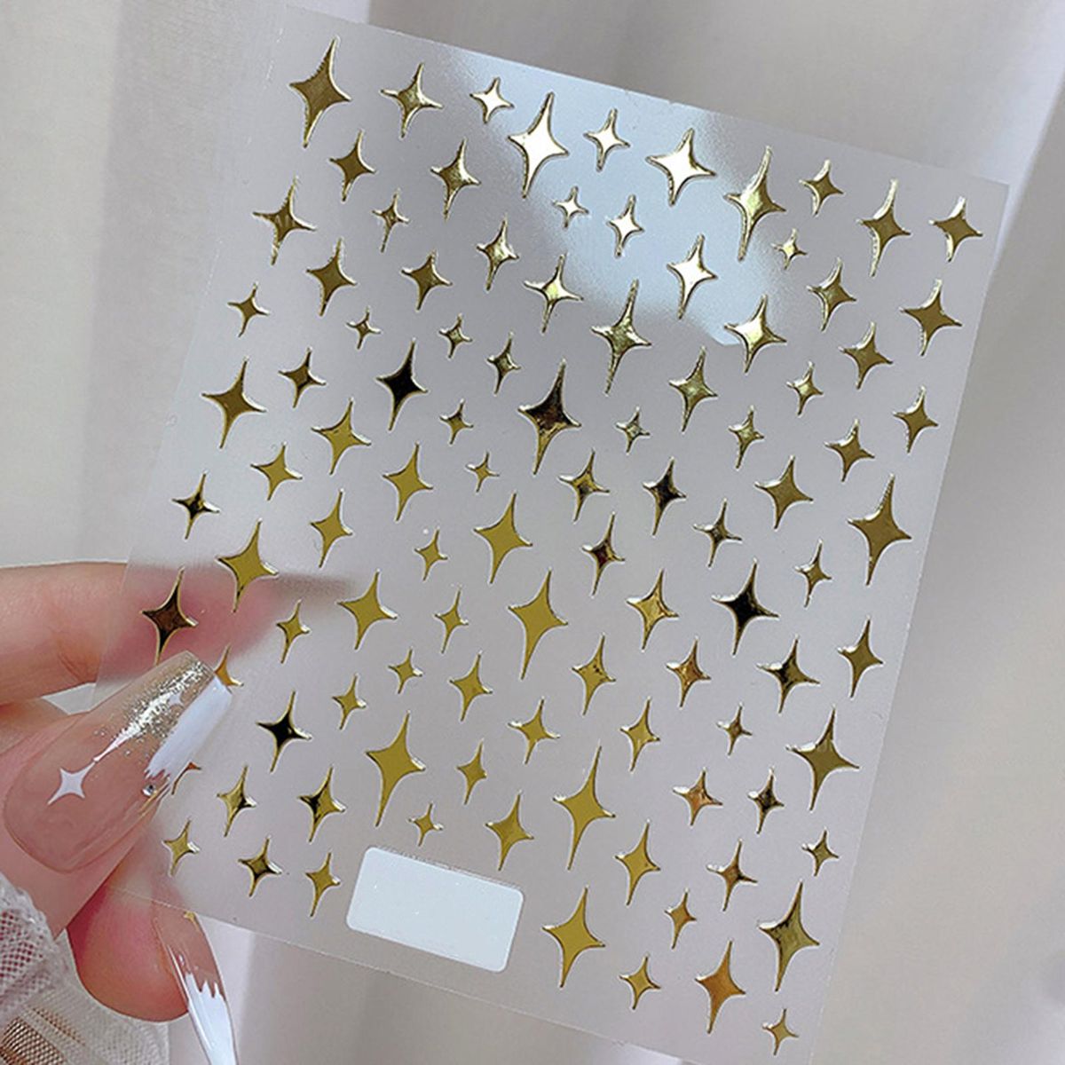Manicure Sticker White Golden Black Silver Nail Shining Star Decal Golden