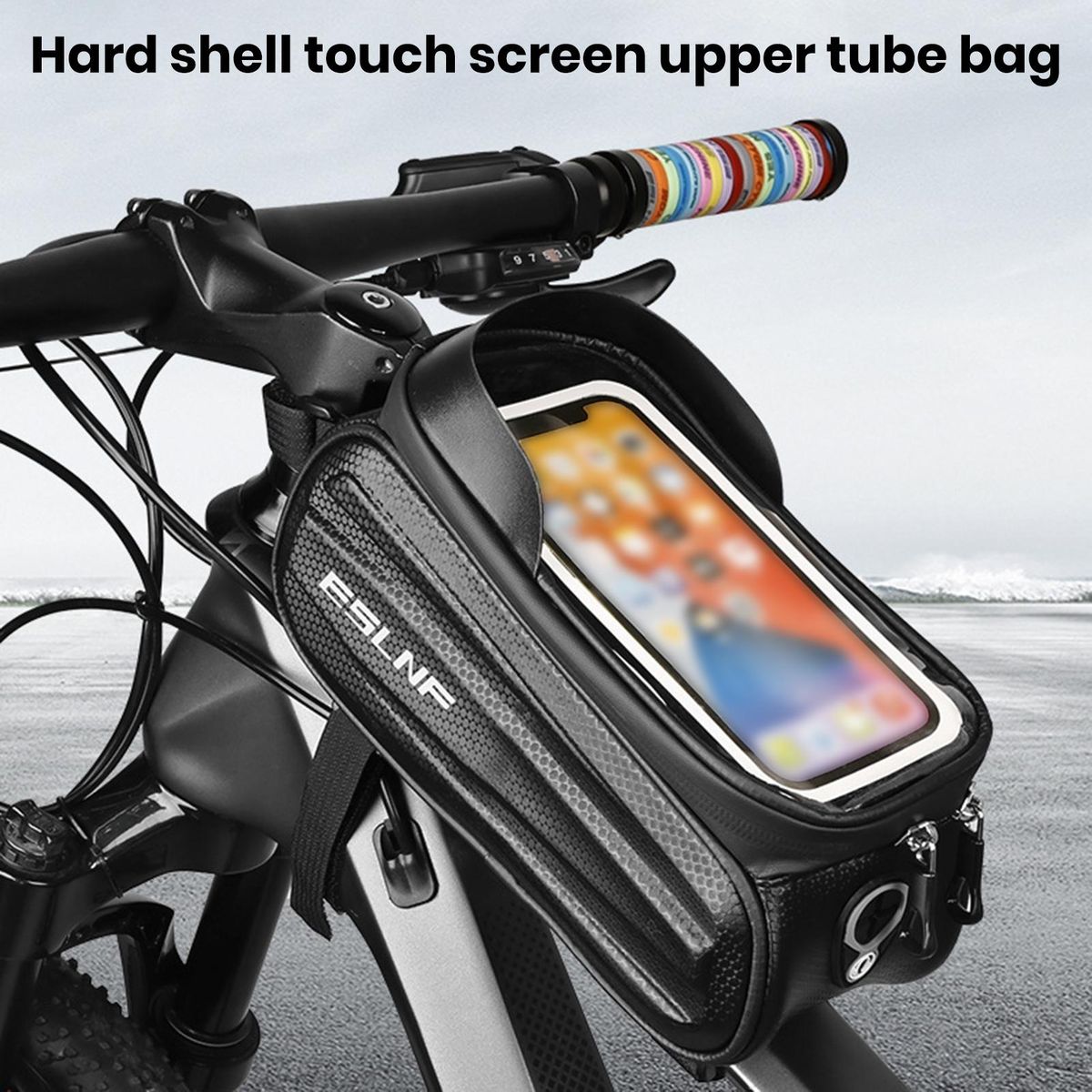 Waterproof Zipper Bag Waterproof Touch Screen Bike Bag for Phone Black