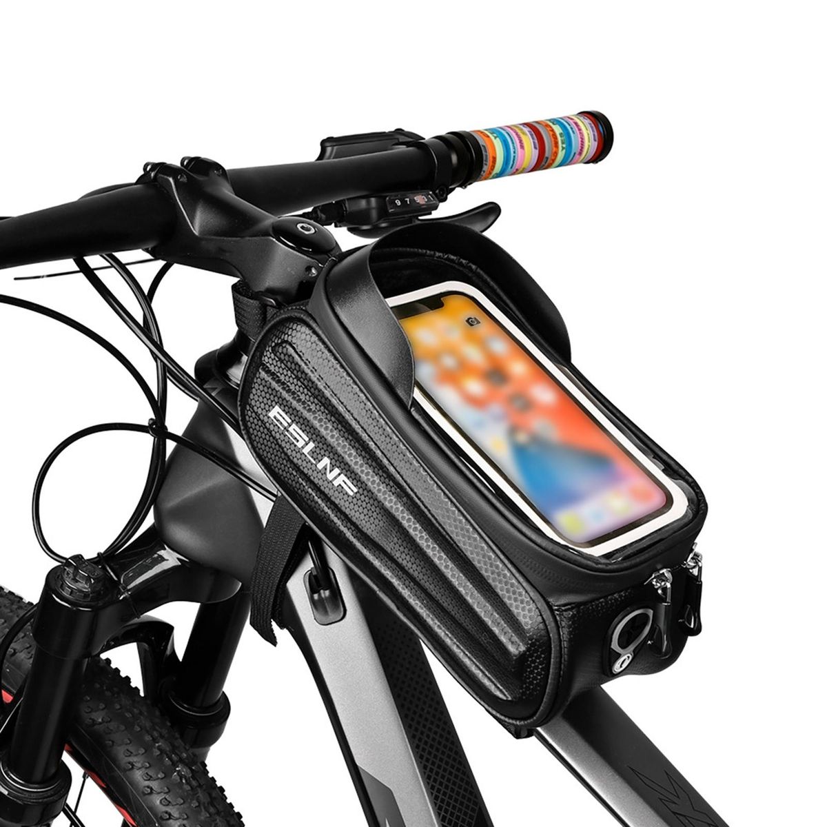 Waterproof Zipper Bag Waterproof Touch Screen Bike Bag for Phone Black