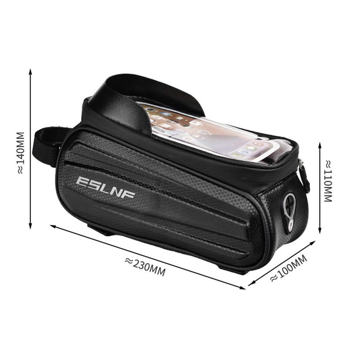 Waterproof Zipper Bag Waterproof Touch Screen Bike Bag for Phone Black
