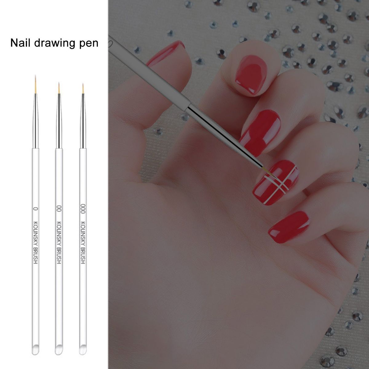 3pcs Nail Art Brushes Set Liner Brush For Long Lines, Details, Fine Designs UV Painting Pen Drawing Tool Set