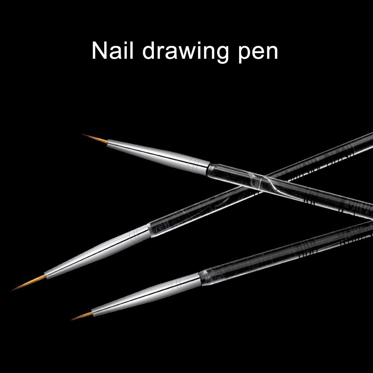 3pcs Nail Art Brushes Set Liner Brush For Long Lines, Details, Fine Designs UV Painting Pen Drawing Tool Set