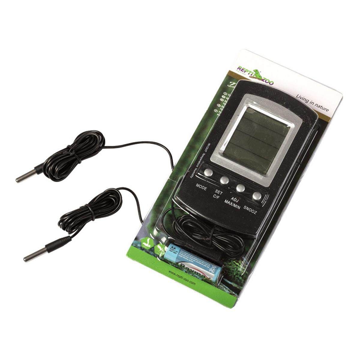 LCD Digital / Hygrometer (Humidity) With 3 Probes For Reptiles Black