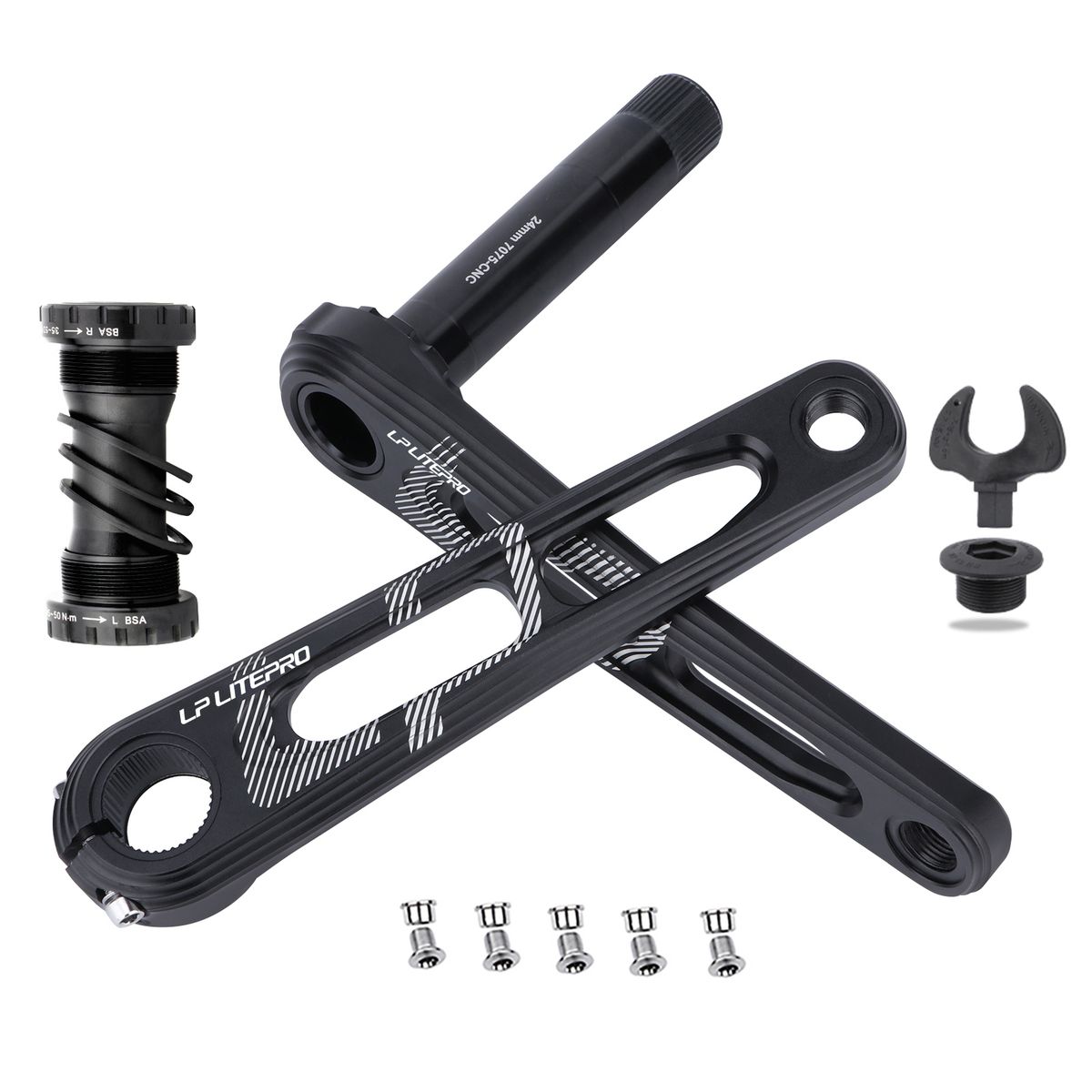 Bike Crank Arm Set For Folding Bicycle 170mm 130BCD 5 Bolts