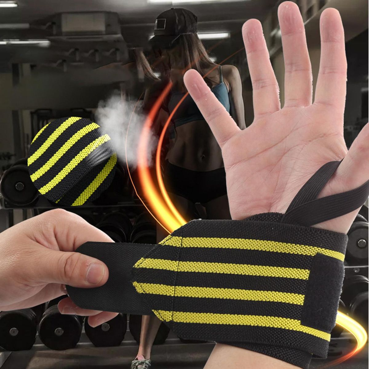 1 Pc Sports Wristband Gym Support Wrist Wrap Yellow