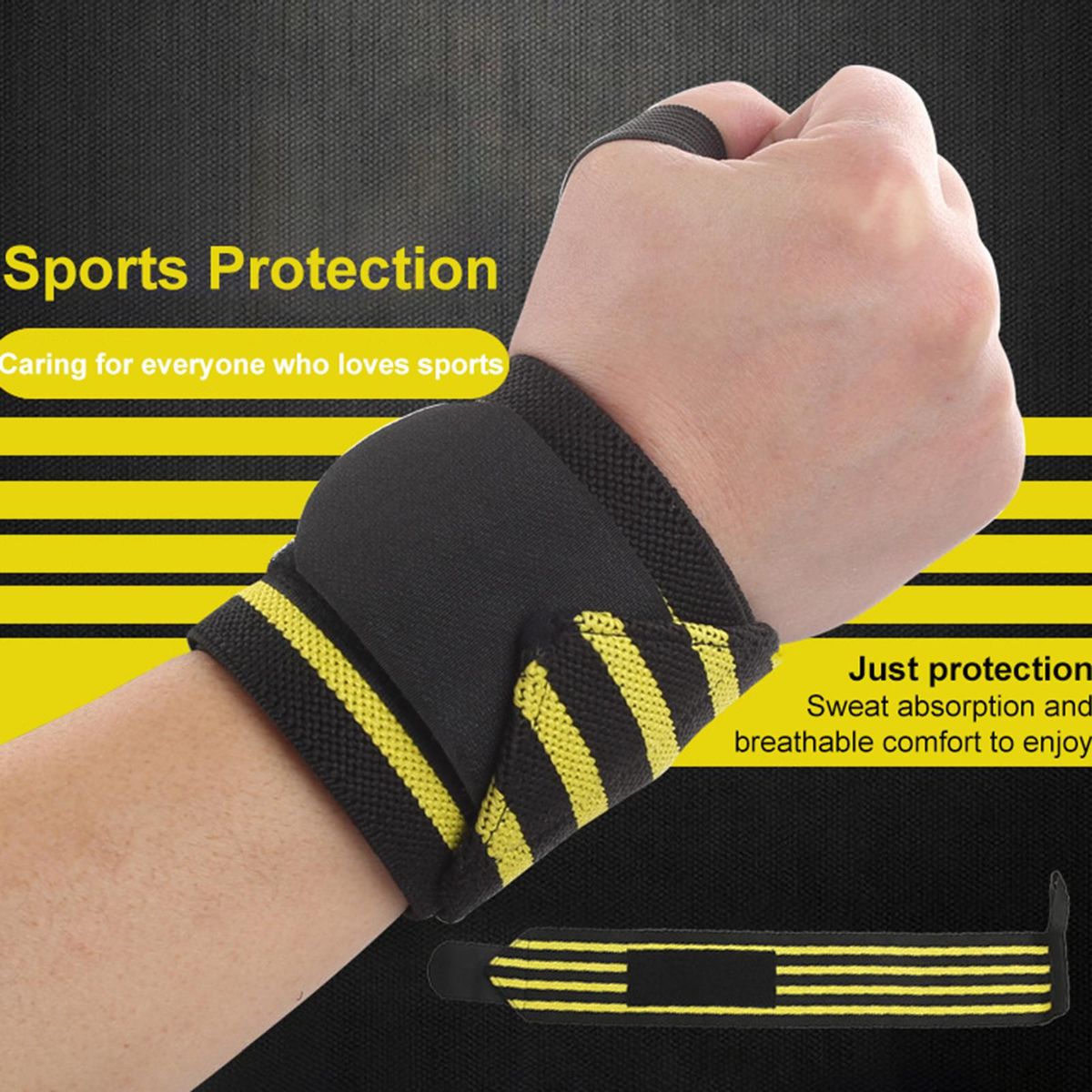 1 Pc Sports Wristband Gym Support Wrist Wrap Yellow