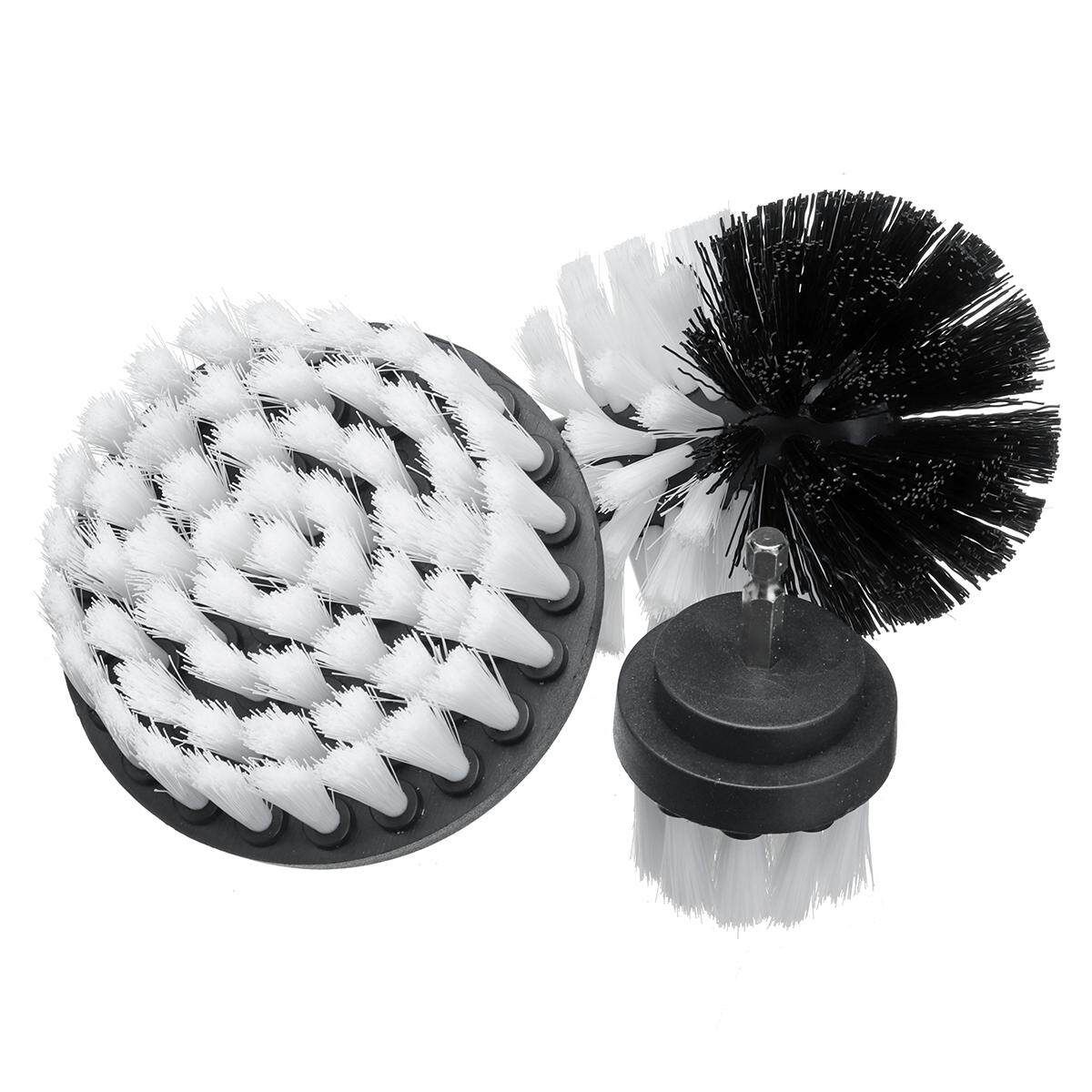3Pcs Drill Brush Kit Tub Cleaner Scrubber Cleaning Brushes For Tile Grout Car RV White