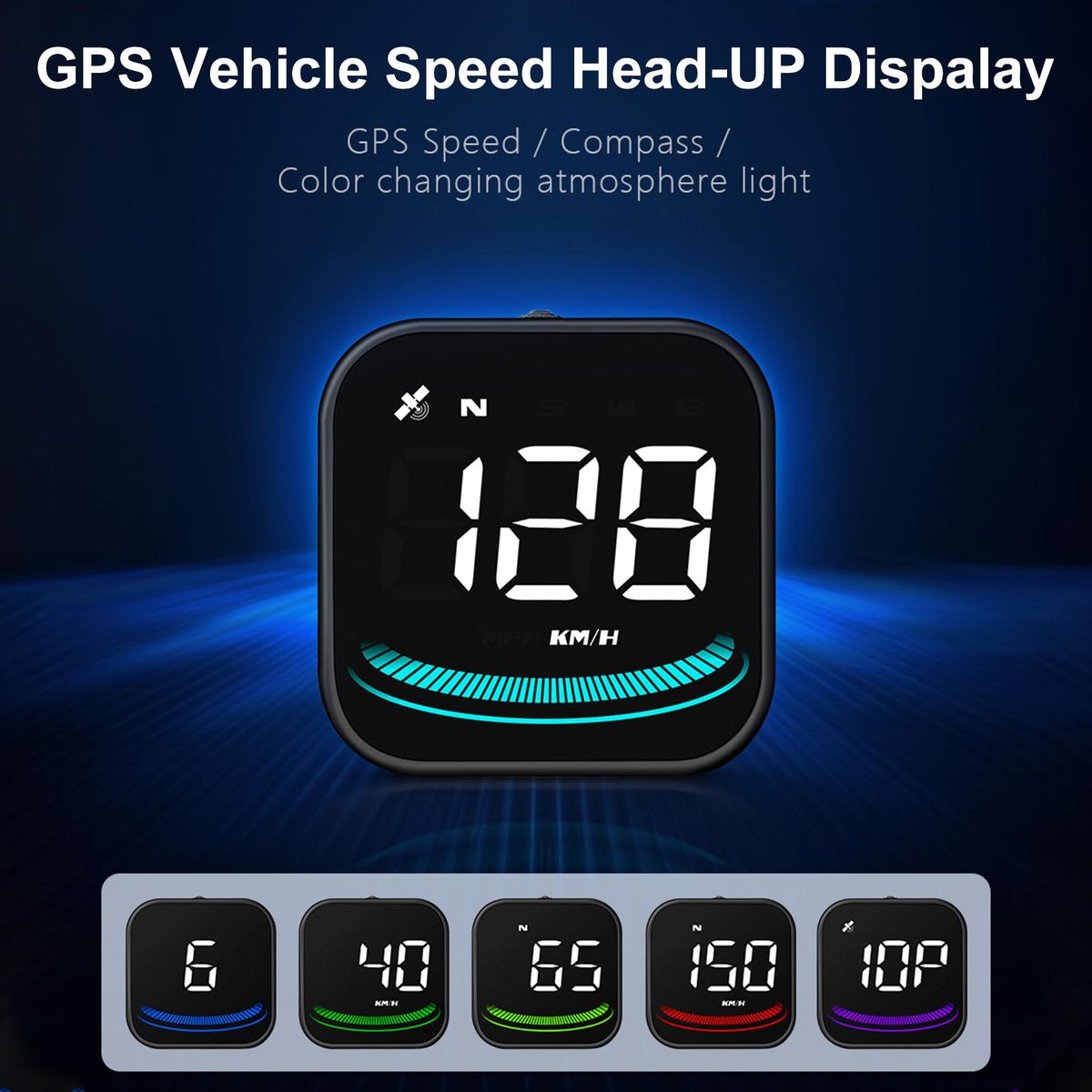 Smart Head-Up Display, Universal Car GPS Head-Up Display with Displays Speed, Compass, Number of Satellites, Kilometer Mile Toggle and More
