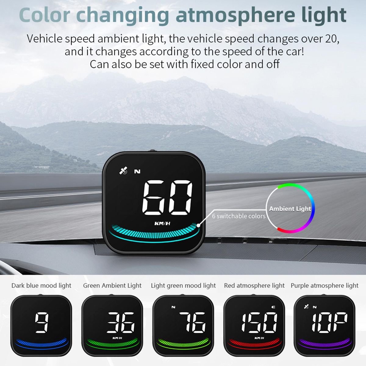 Smart Head-Up Display, Universal Car GPS Head-Up Display with Displays Speed, Compass, Number of Satellites, Kilometer Mile Toggle and More