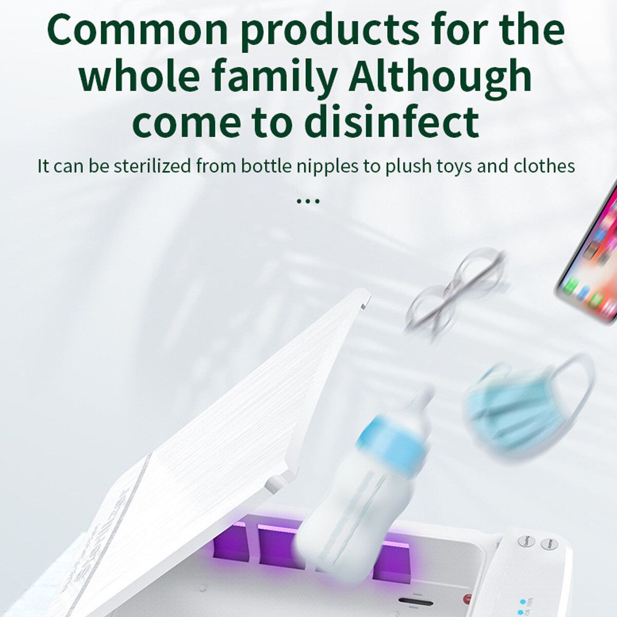 99.9% Sterilization UV Light Disinfection Box Kill Bacteria Disinfection Sterilisator For Masks/Phone/Small Accessories/Watch White