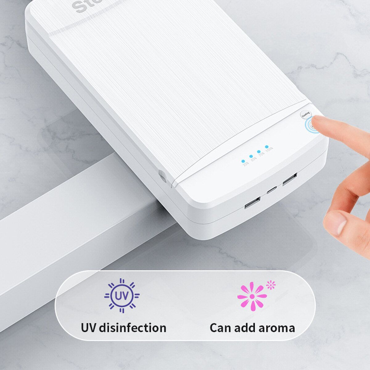 99.9% Sterilization UV Light Disinfection Box Kill Bacteria Disinfection Sterilisator For Masks/Phone/Small Accessories/Watch White