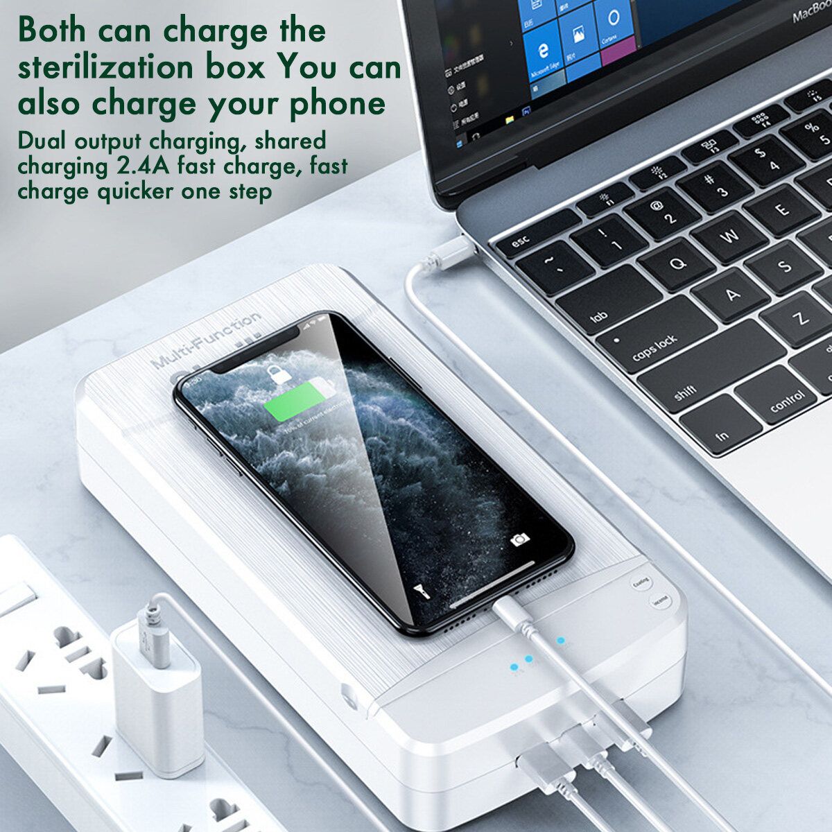 99.9% Sterilization UV Light Disinfection Box Kill Bacteria Disinfection Sterilisator For Masks/Phone/Small Accessories/Watch White