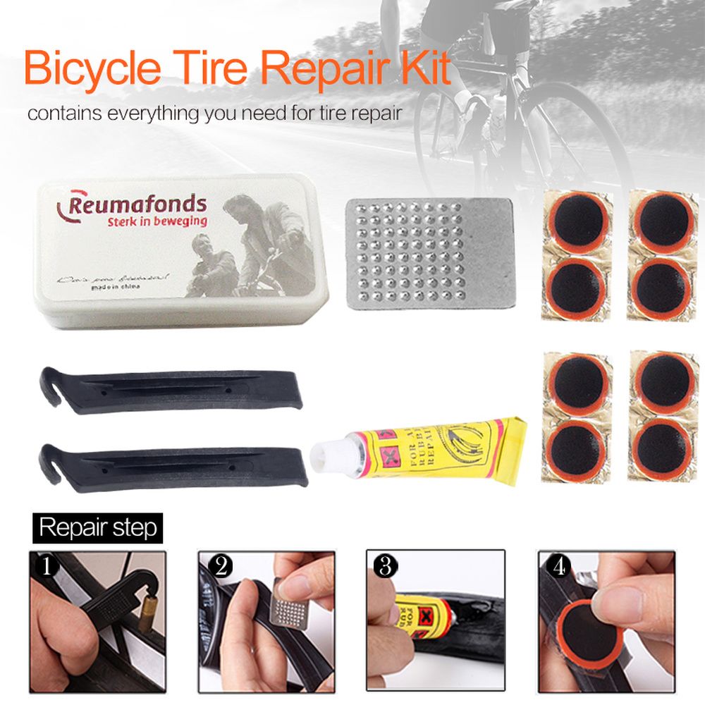 Portable Bicycle Tire Repair Kits Tools Cycling Flat Tire Repair Rubber Patch  Lever Set Tire Fix