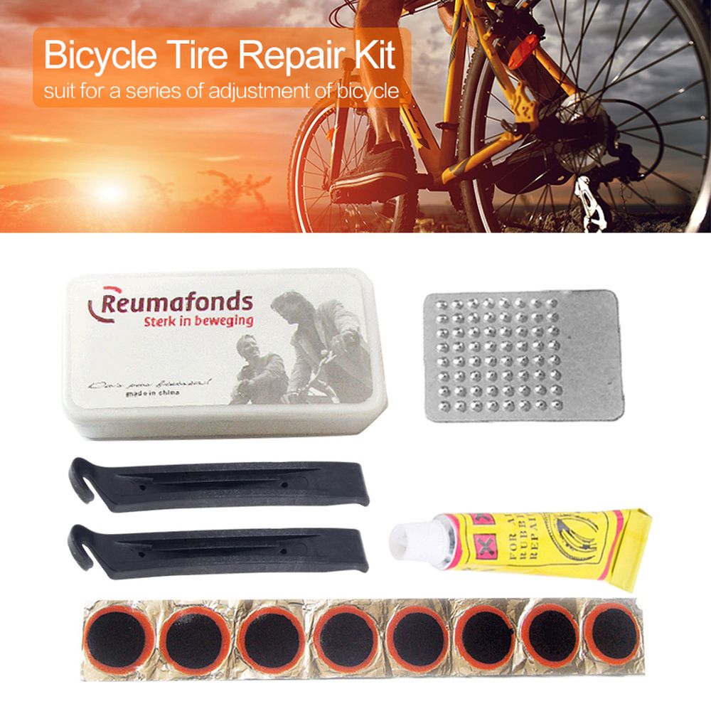 Portable Bicycle Tire Repair Kits Tools Cycling Flat Tire Repair Rubber Patch  Lever Set Tire Fix