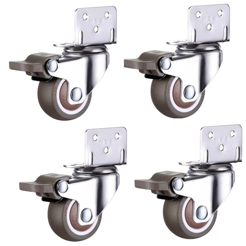 With Brake-4pcs Furniture Casters Wheels Soft Rubber Swivel Caster Quite Roller Wheels For Trolley Baby Crib Bed Household Accessory