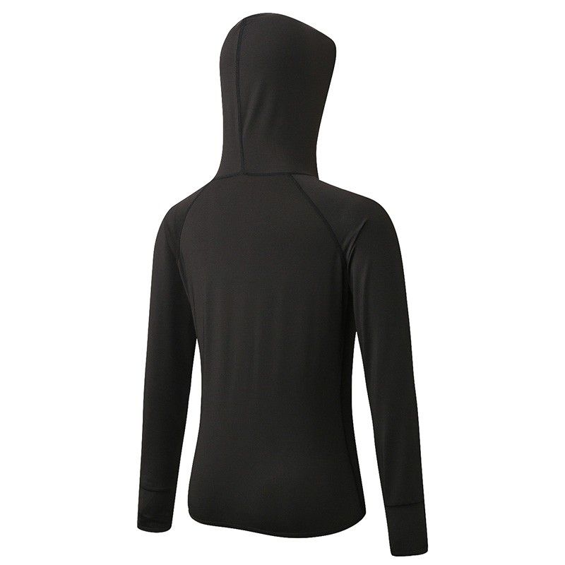 Women Hooded Sport Coat Long Sleeve Zipper Pocket Stretchy