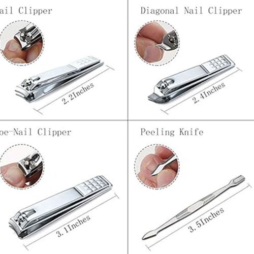 19Pcs Manicure & Pedicure Care Tool Set - Silver