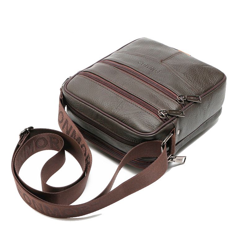 FONMOR Genuine Leather Men Handbag Messenger Bag Men's High Quality Man Shoulder Bag Men Phone Purse Male Small Crossbody Bags-dark Brown