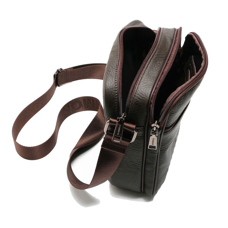FONMOR Genuine Leather Men Handbag Messenger Bag Men's High Quality Man Shoulder Bag Men Phone Purse Male Small Crossbody Bags-dark Brown