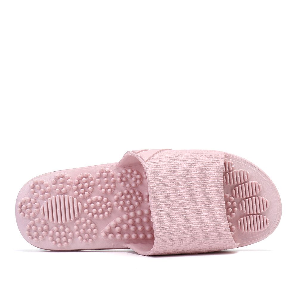 Unisex Bathroom Massage Acupoint Sole Solid Flat Slippers Indoor Couple Non-slip Soles Sandals House Slippers EU:41
