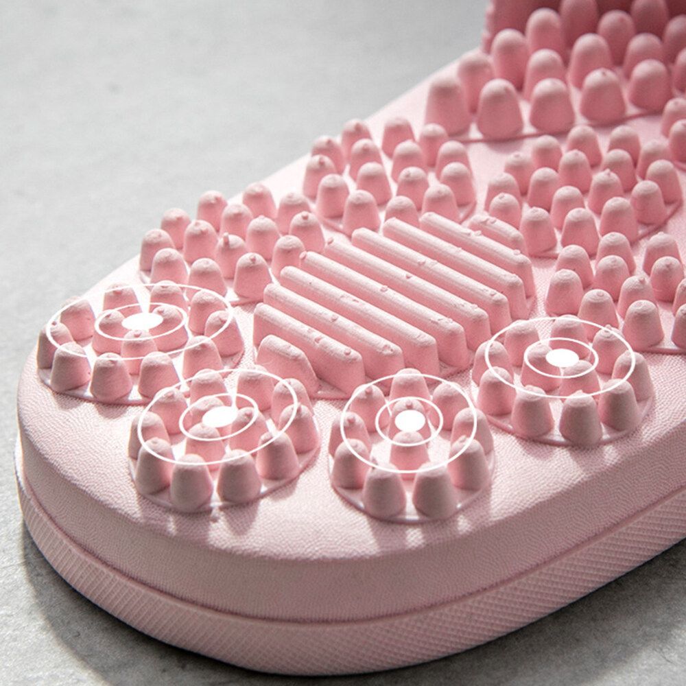 Unisex Bathroom Massage Acupoint Sole Solid Flat Slippers Indoor Couple Non-slip Soles Sandals House Slippers EU:41