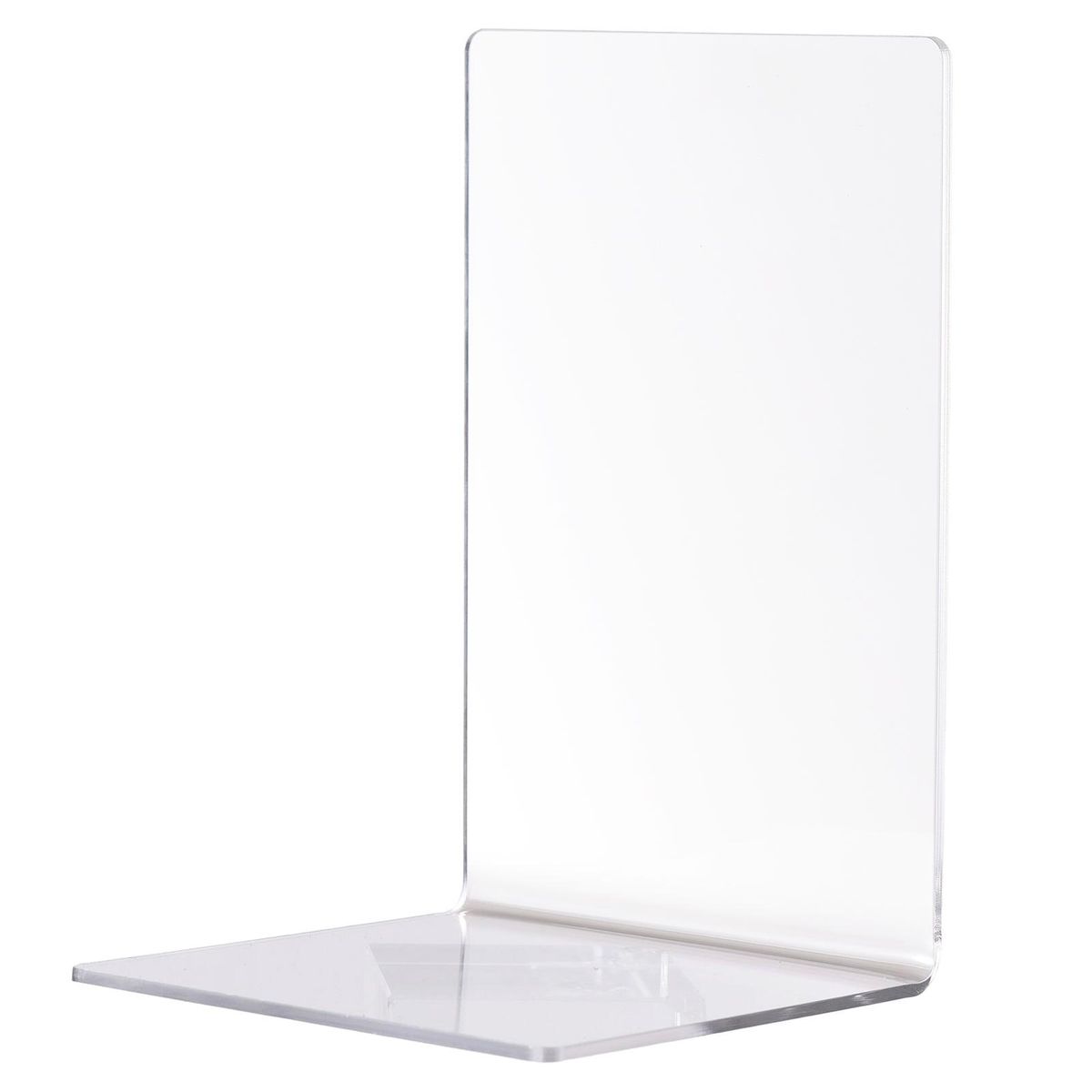 4Pcs Clear Acrylic Bookends L-shaped Desk Organizer Book Shelves Desktop Books Holder for CDs Magazines Video Games School Stationery Office Accessories