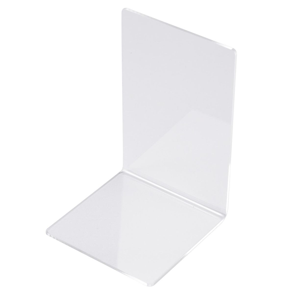 4Pcs Clear Acrylic Bookends L-shaped Desk Organizer Book Shelves Desktop Books Holder for CDs Magazines Video Games School Stationery Office Accessories
