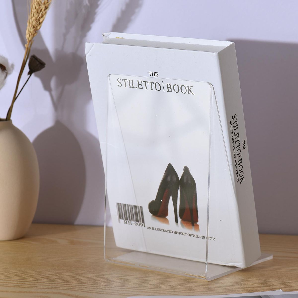 4Pcs Clear Acrylic Bookends L-shaped Desk Organizer Book Shelves Desktop Books Holder for CDs Magazines Video Games School Stationery Office Accessories