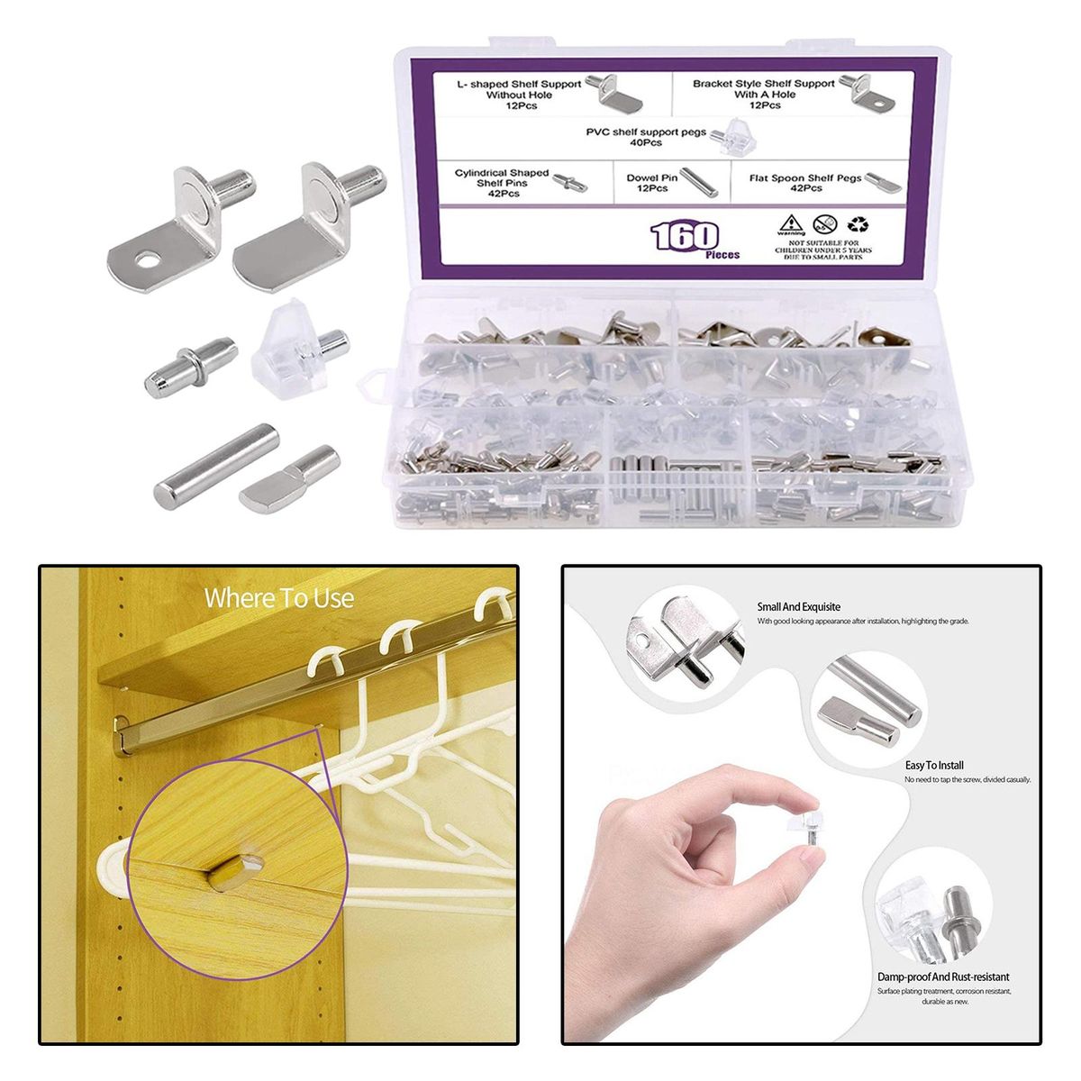 160Pcs Shelf Pins , Top Quality Shelf Bracket