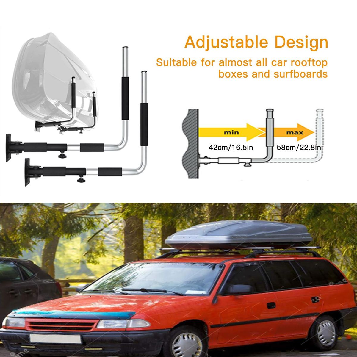 1 Pair of Wall Mount Storage Rack for Car Rooftop Cargo Box SUP Paddle Board Surfboard Kayak