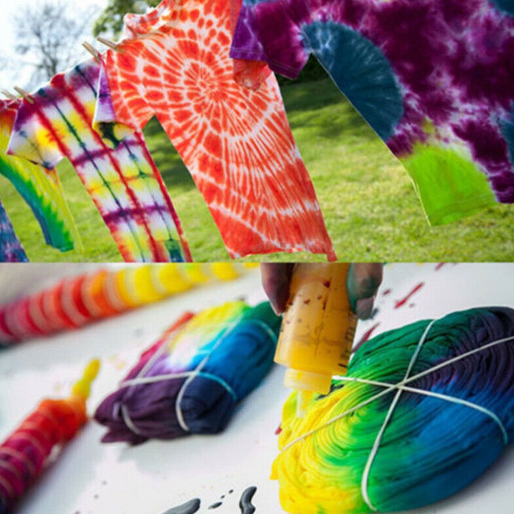 12pcs Colorful Tie Dye Kit Clothing Graffiti DIY Non Toxic Permanent Accessories Jacquard Fabric Textile Paints Craft
