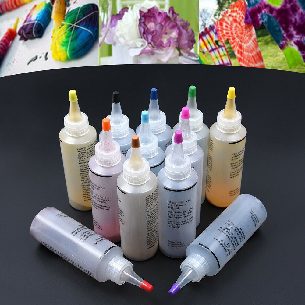 12pcs Colorful Tie Dye Kit Clothing Graffiti DIY Non Toxic Permanent Accessories Jacquard Fabric Textile Paints Craft